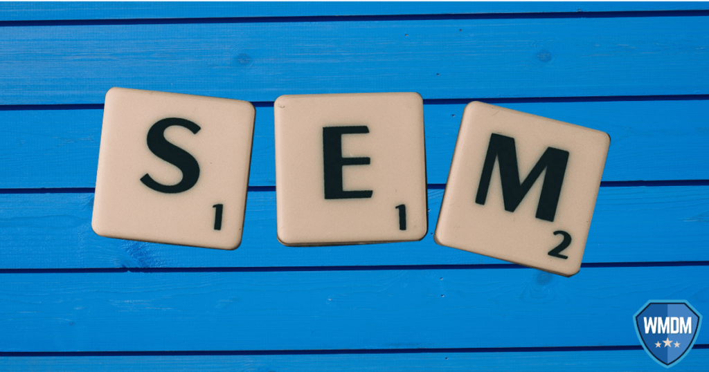 High-intent keywords: Letter blocks spelling SEM