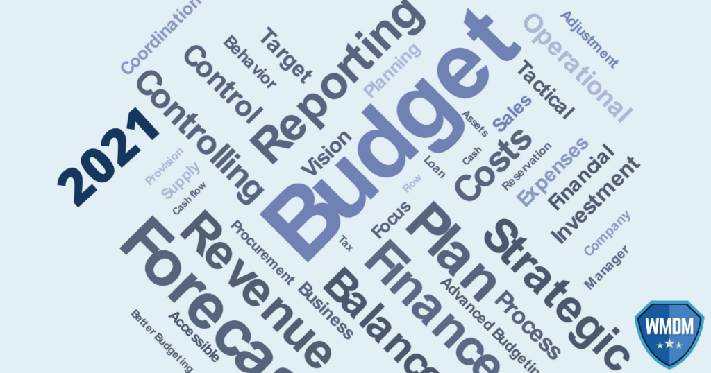 Budget - Word Map showing Budget, Plan, Revenue, Forecast, Reporting